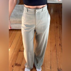 Zara ZW collection straight cut suit pants - light green/ sage size: xs